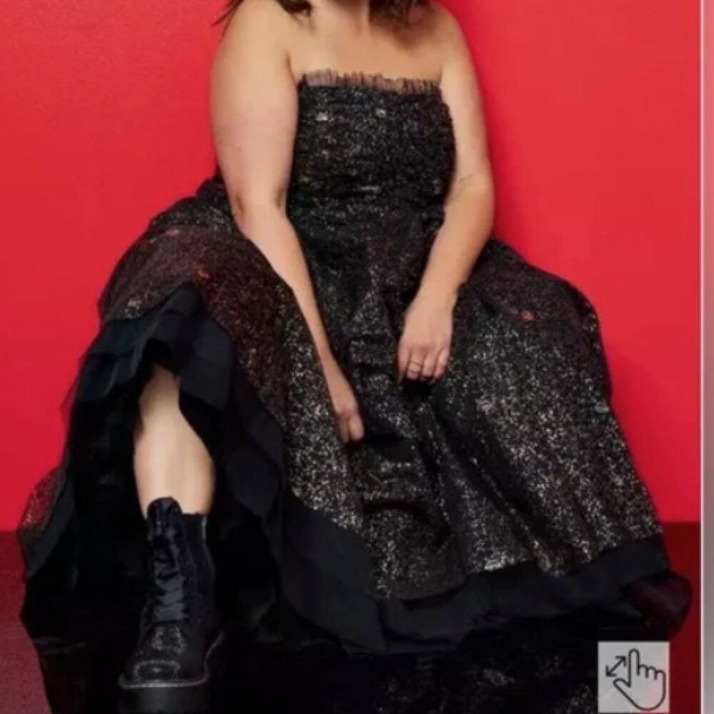 TORRID BETSEY JOHNSON GOTH PIN UP BLACK GOLD STRAPLESS TULLE TEA DRESS 18 - Picture 2 of 11